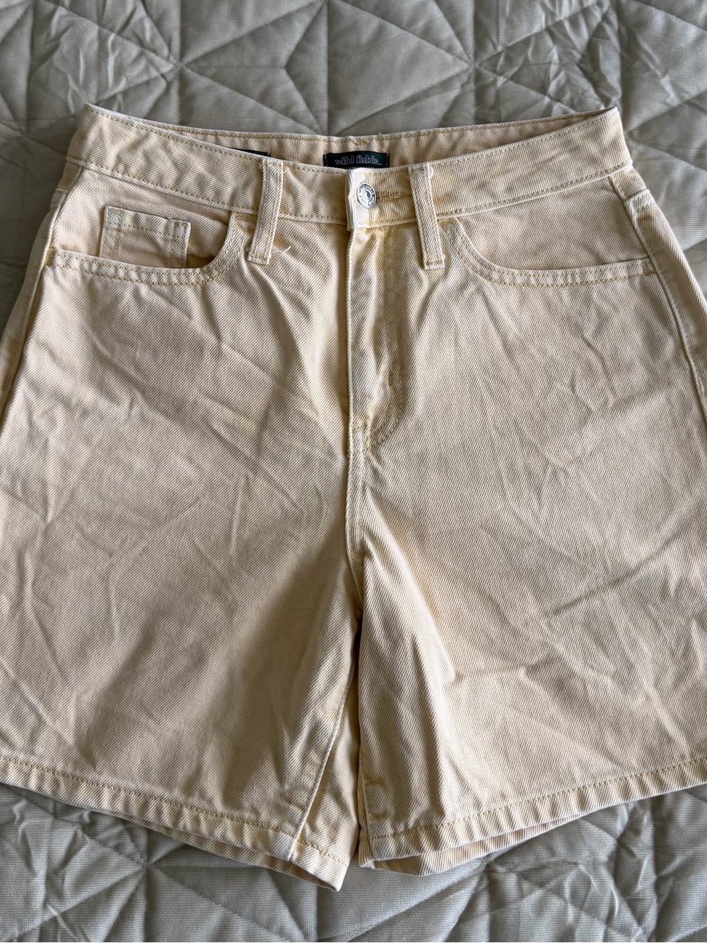 Wild Fable Neutral High-Rise Cotton Bermuda Shorts - Cream, Pale Yellow color - Picture 3 of 6